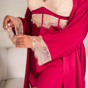 Cynthia (Robe de nuit 2 pièces en satin de soie et dentelle) FERGIS-31